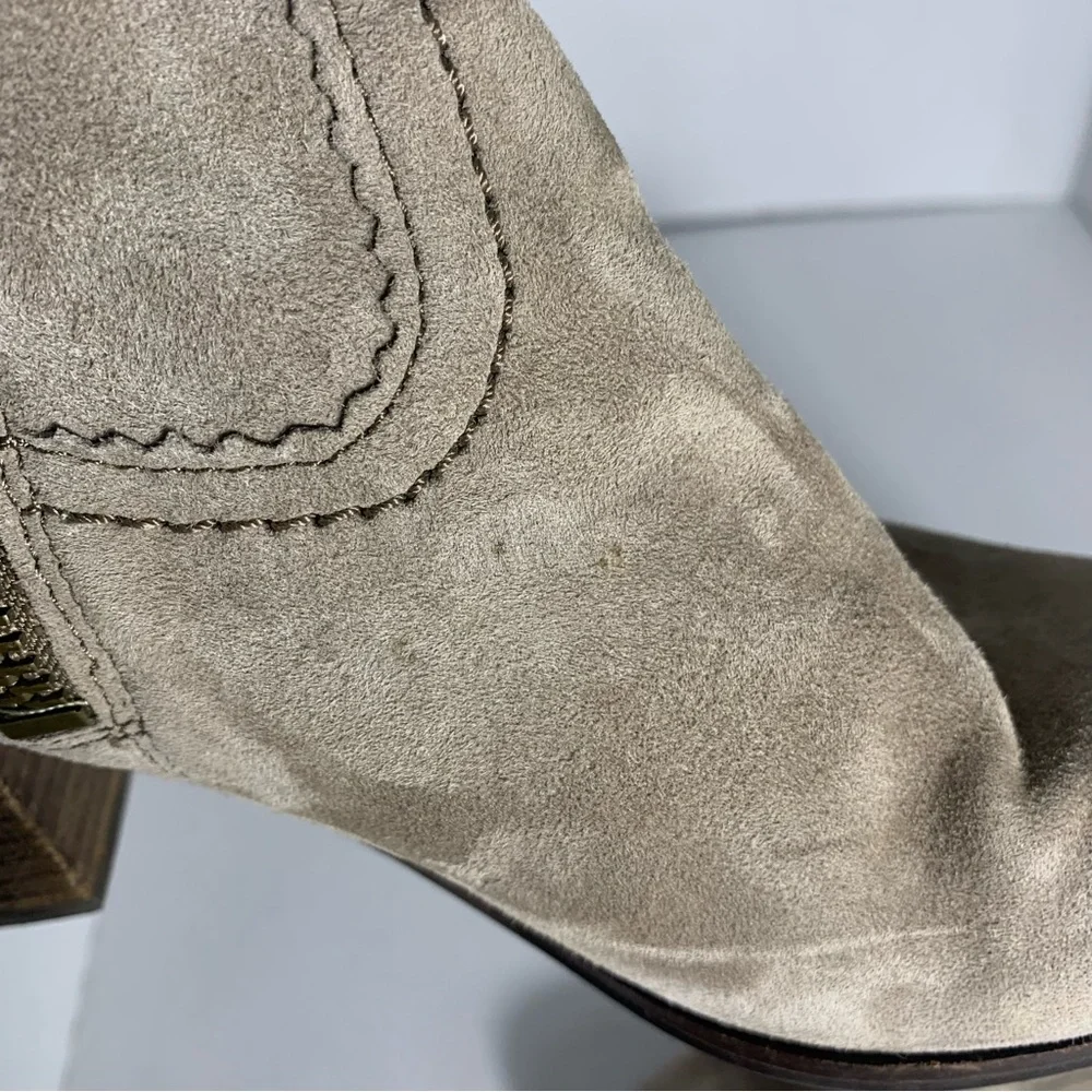 Sam Edelman Fringe Suede Ankle Boots - Taupe Size 8.5
